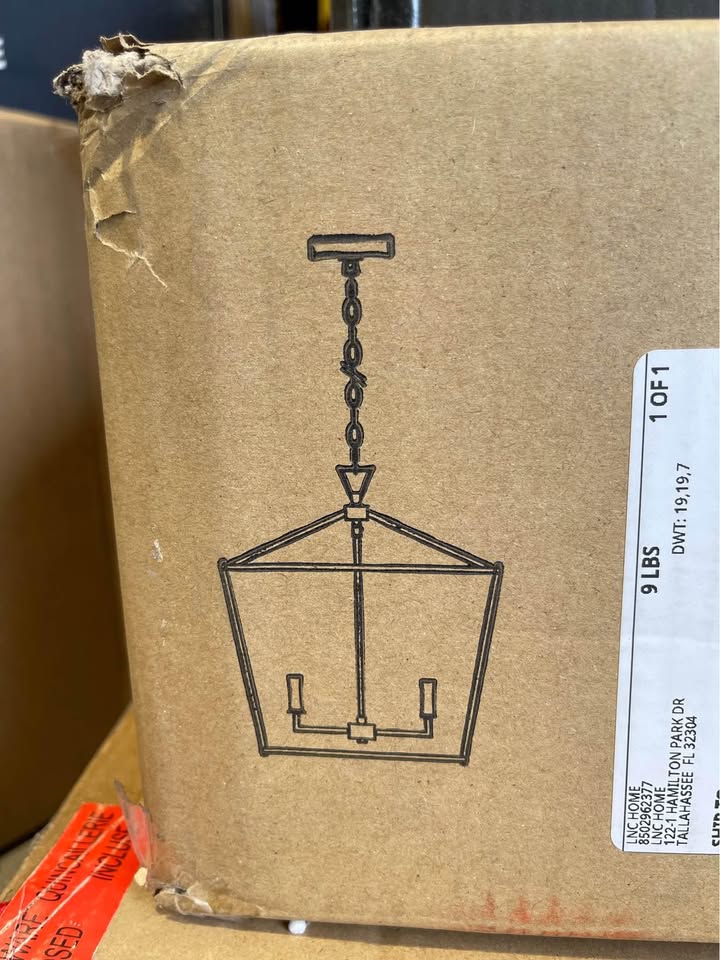 LNC 17.5 in. W Gold Chandelier Modern Candlestick Island 4-Light Lantern Cage Linear Geometric Pendant Chandelier