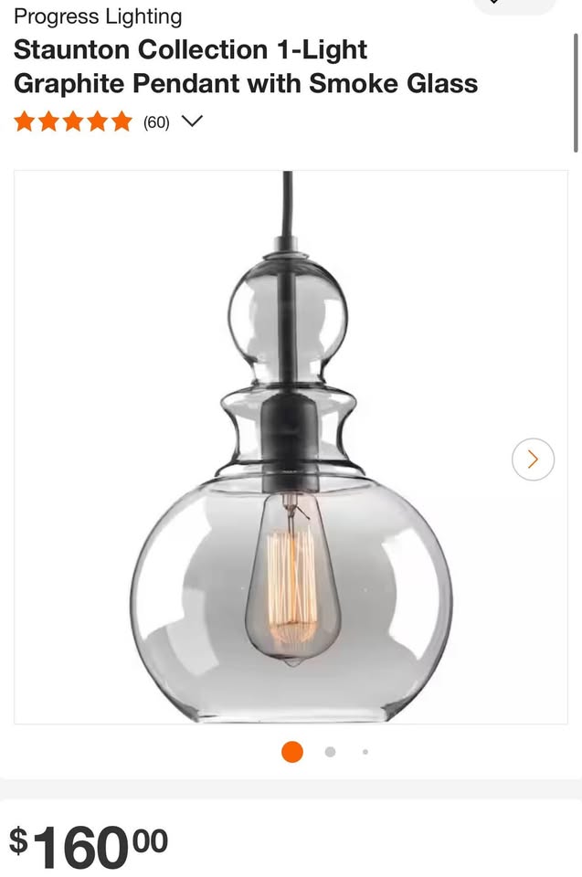 Progress Lighting Staunton Collection 1-Light Graphite Pendant with Smoke Glass