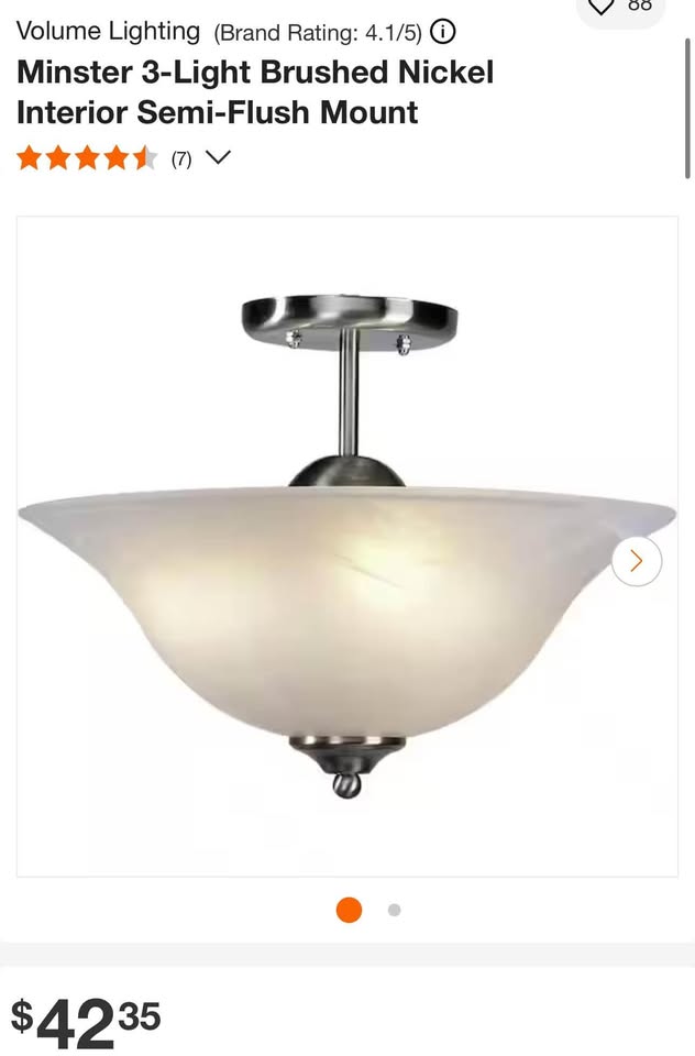Volume Lighting Minster 3-Light Brushed Nickel Interior Semi-Flush Mount