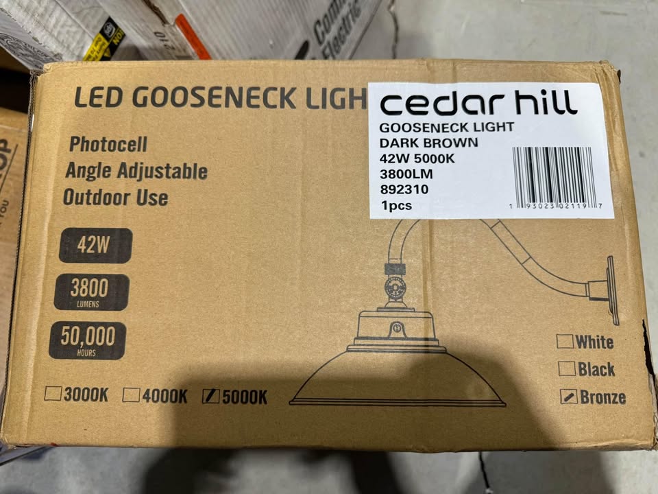 Cedar Hill 250-Watt Equivalence Integrated LED Dusk to Dawn Area Light 5000K Gooseneck Wall Sconce