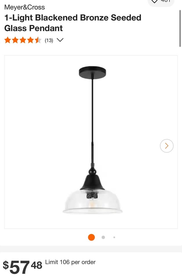 Meyer&Cross 1-Light Blackened Bronze Seeded Glass Pendant