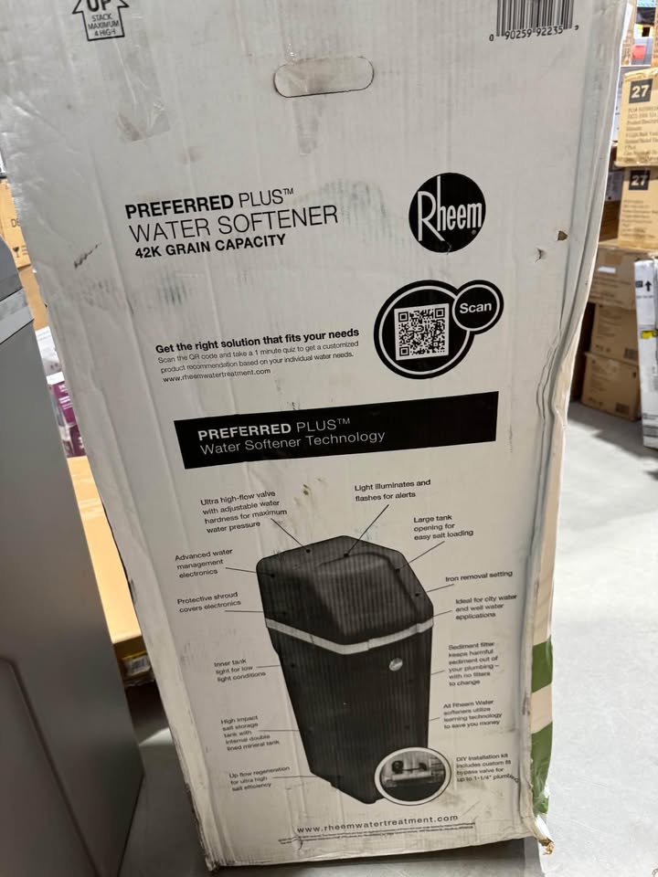 Rheem 42,000 Grain Preferred Plus Water Softener for Hard Water and Iron Reduction