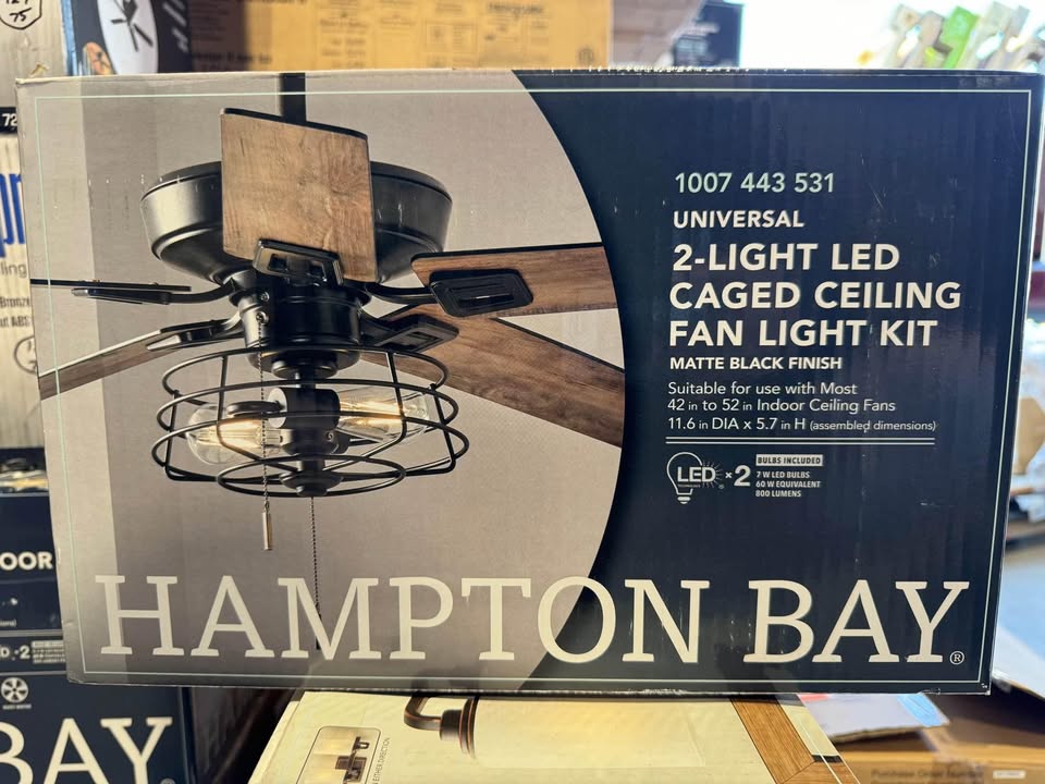 Hampton Bay Universal Matte Black Ceiling Fan LED Light Kit