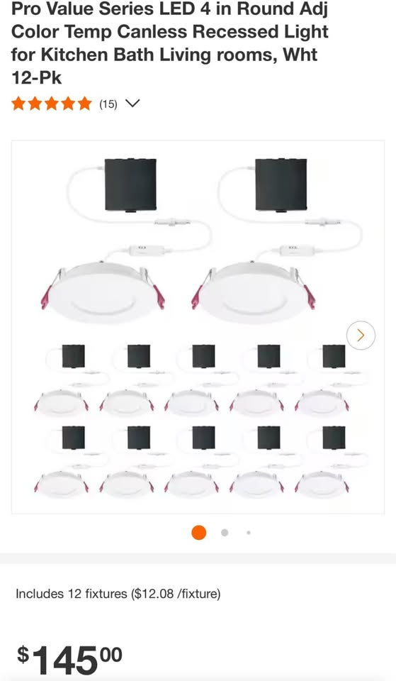Commercial Electric Pro Value Series LED 4 in Round Adj Color Temp Canless Recessed Light for Kitchen Bath Living rooms, Wht 12-Pk