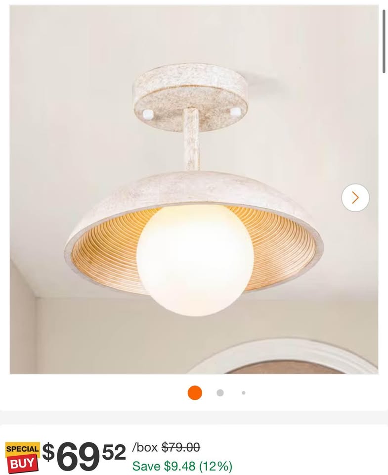matrix decor 10.6 in 1-Light Wood-colored Farmhouse Semi-Flush Mount with Shade and No Bulbs Included