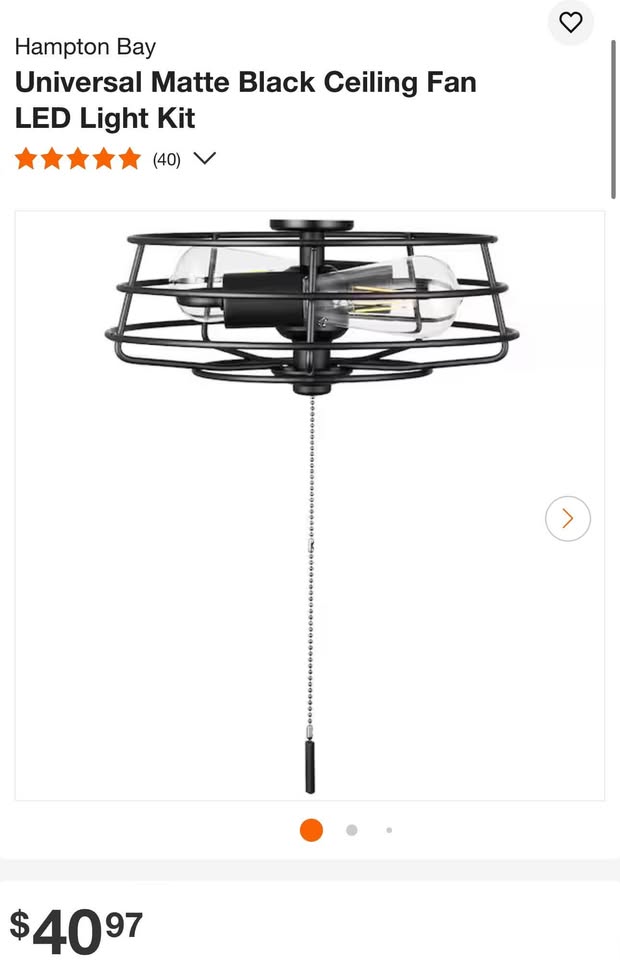 Hampton Bay Universal Matte Black Ceiling Fan LED Light Kit