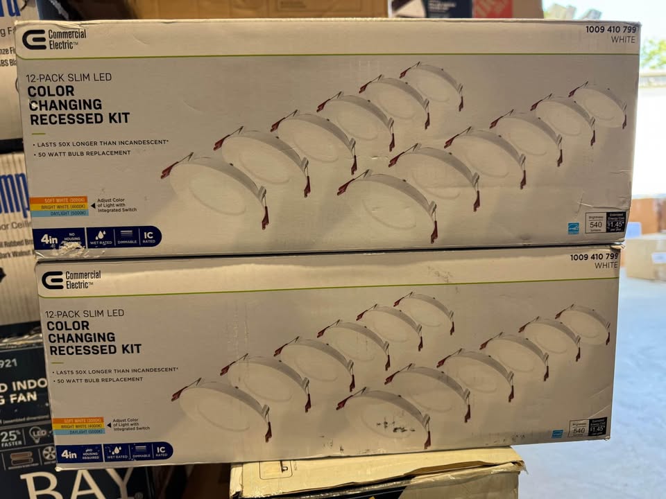 Commercial Electric Pro Value Series LED 4 in Round Adj Color Temp Canless Recessed Light for Kitchen Bath Living rooms, Wht 12-Pk