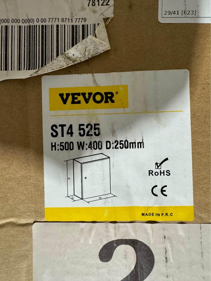 VEVOR Electrical Box Enclosure 20x16x10 NEMA 4 IP65 Outdoor Junction Box Carbon Steel Hinge with Rain Hood for Outdoor Indoor