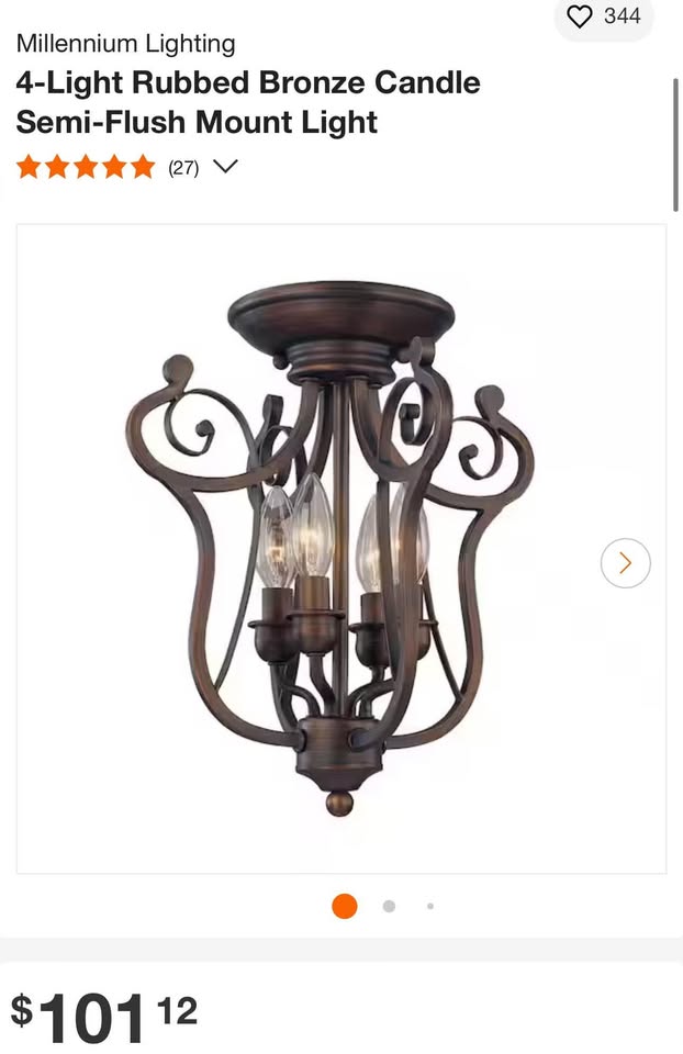 Millennium Lighting 4-Light Rubbed Bronze Candle Semi-Flush Mount Light