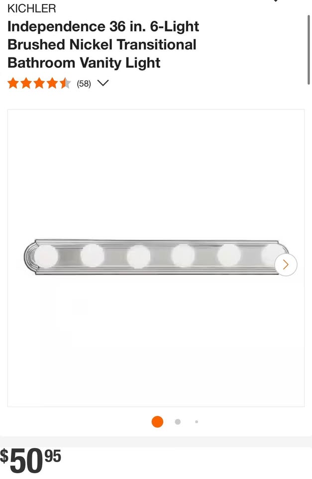 KICHLER Independence 36 in. 6-Light Brushed Nickel Transitional Bathroom Vanity Light