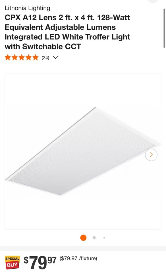 Lithonia Lighting CPX A12 Lens 2 ft. x 4 ft. 128-Watt Equivalent Adjustable Lumens Integrated LED White Troffer Light with Switchable CCT