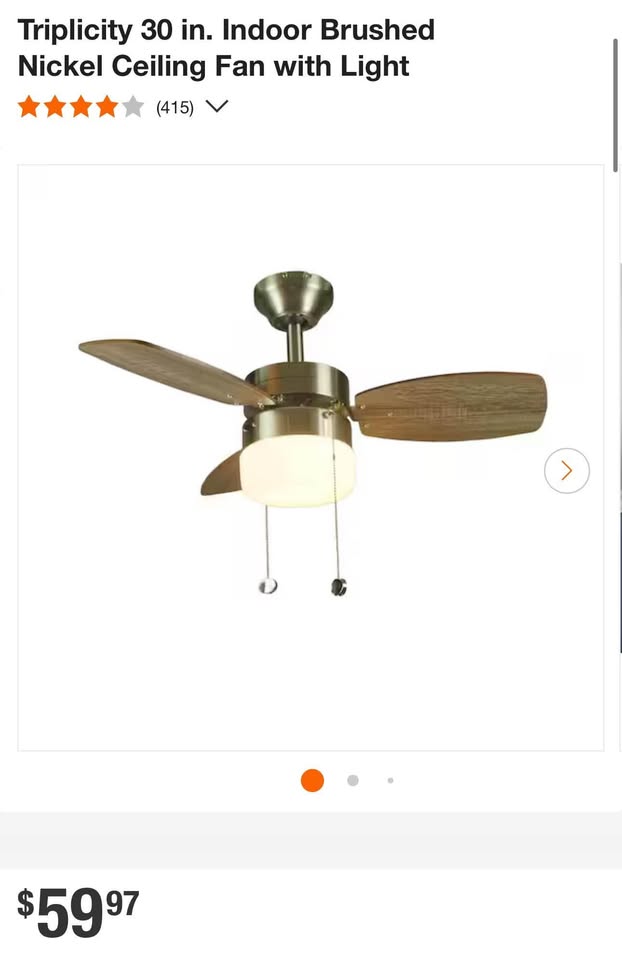 Triplicity 30 in. Indoor Brushed Nickel Ceiling Fan with Light