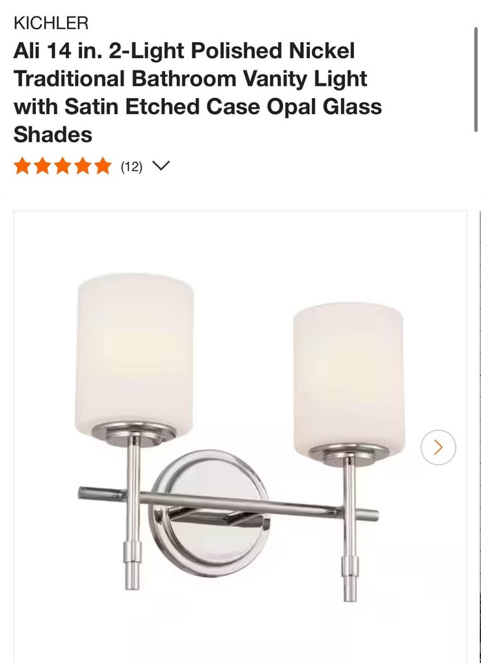 KICHLER Ali 14 in. 2-Light Polished Nickel Traditional Bathroom Vanity Light with Satin Etched Case Opal Glass Shades