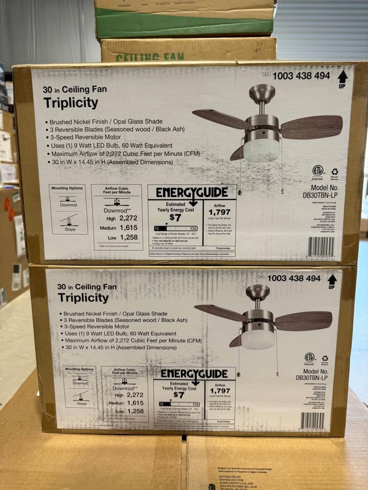 Triplicity 30 in. Indoor Brushed Nickel Ceiling Fan with Light