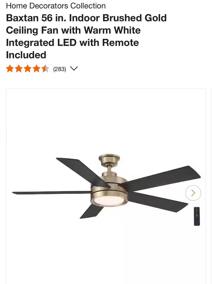 Home Decorators Collection Baxtan 56 in. Indoor Brushed Gold Ceiling Fan with Warm White Integrated LED with Remote Included
