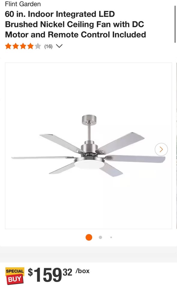 Flint Garden 60 in. Indoor Integrated LED Brushed Nickel Ceiling Fan with DC Motor and Remote Control Included