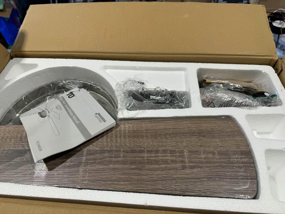 Progress Lighting Archie 52 in. Integrated LED Indoor Antique Nickel Dual Mount Ceiling Fan with Light and Remote Control for Bedrooms