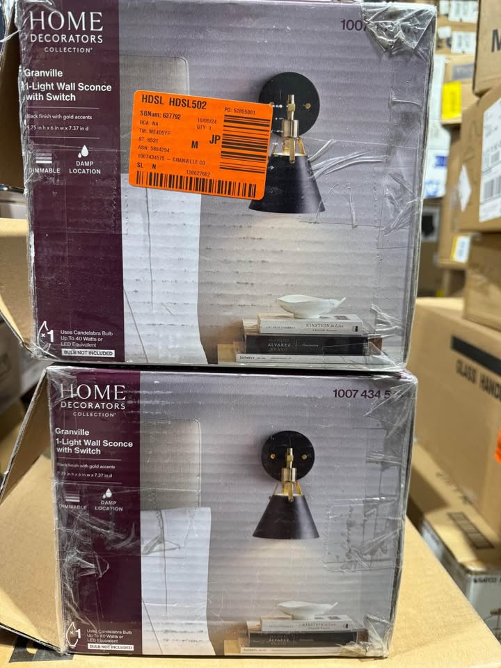 Granville Collection 1-Light Matte Black & Vintage Gold Wall Sconce with Bell Shade Modern Damp-rated Bath Vanity Light