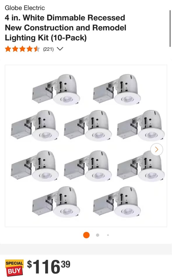Globe Electric 4 in. White Dimmable Recessed New Construction and Remodel Lighting Kit (10-Pack)
