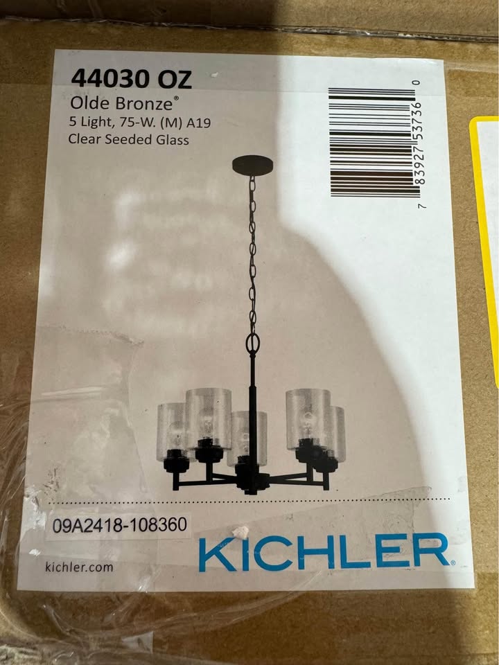 KICHLER Winslow 19.75 in. 5-Light Olde Bronze Contemporary Shaded Cylinder Chandelier for Dining Room
