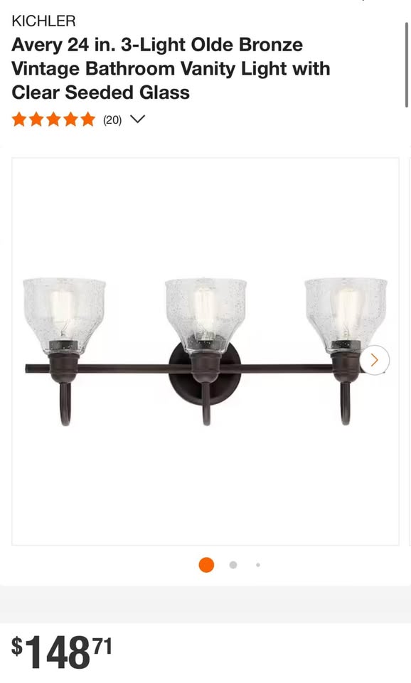 KICHLER Avery 24 in. 3-Light Olde Bronze Vintage Bathroom Vanity Light with Clear Seeded Glass
