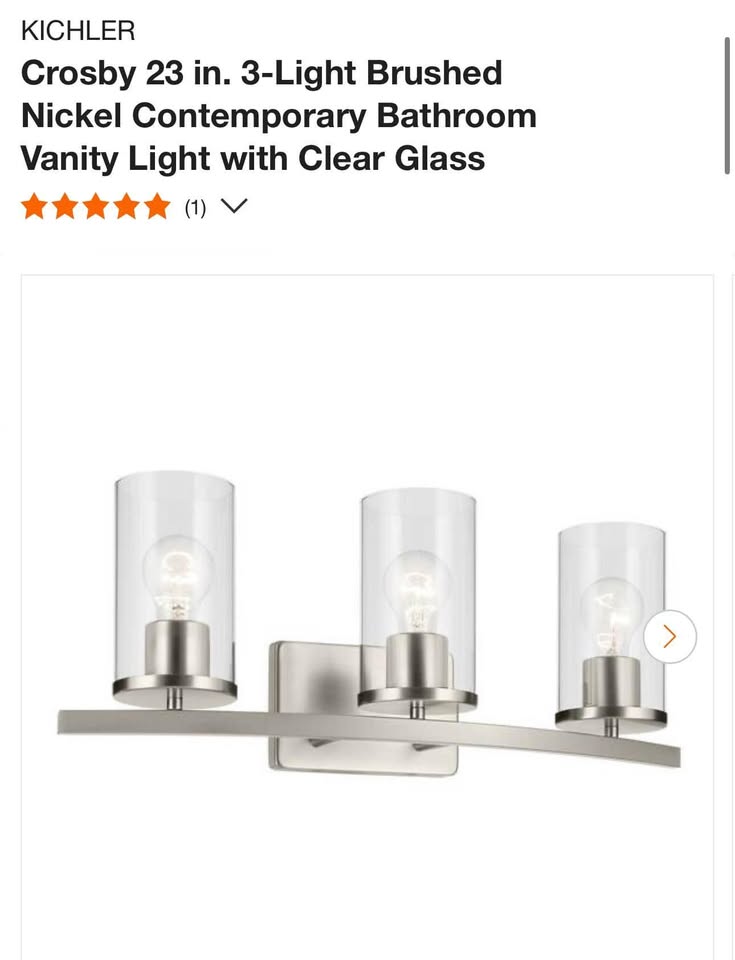 KICHLER Crosby 23 in. 3-Light Brushed Nickel Contemporary Bathroom Vanity Light with Clear Glass