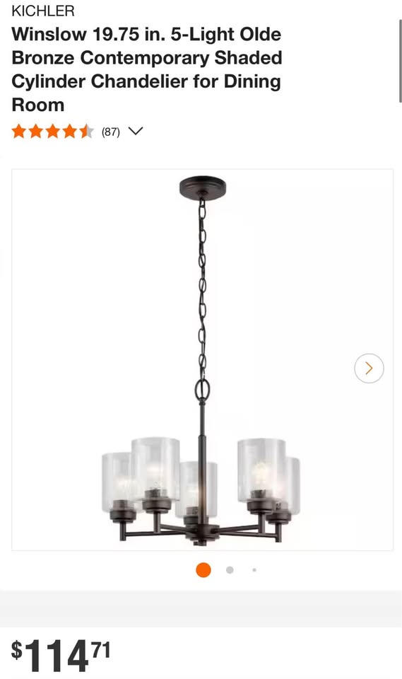 KICHLER Winslow 19.75 in. 5-Light Olde Bronze Contemporary Shaded Cylinder Chandelier for Dining Room