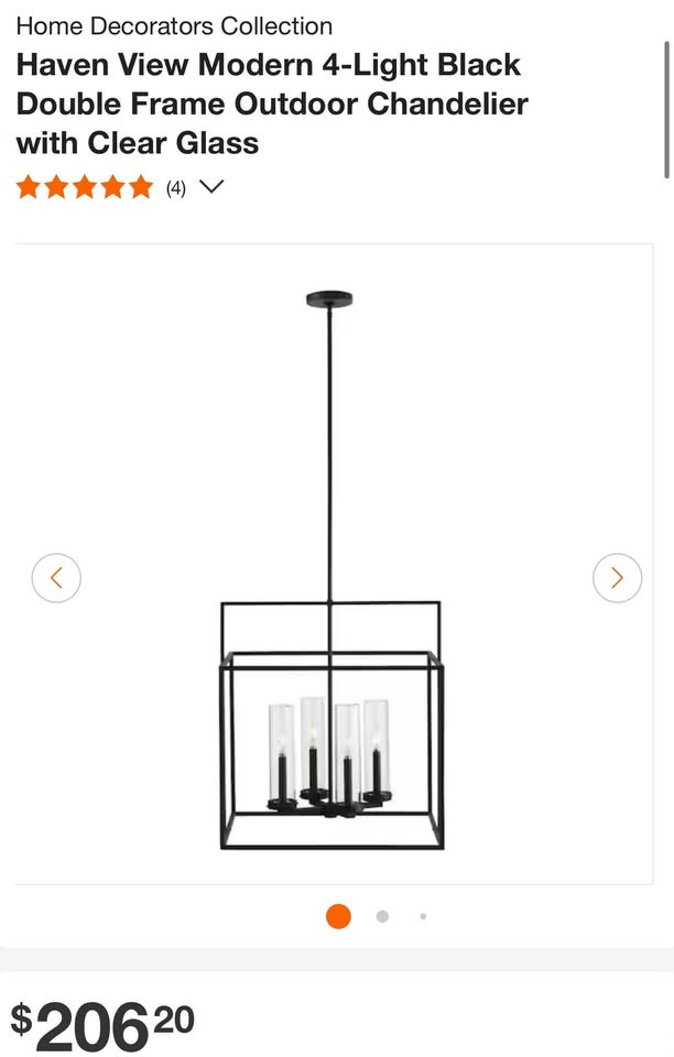Home Decorators Collection Haven View Modern 4-Light Black Double Frame Outdoor Chandelier with Clear Glass