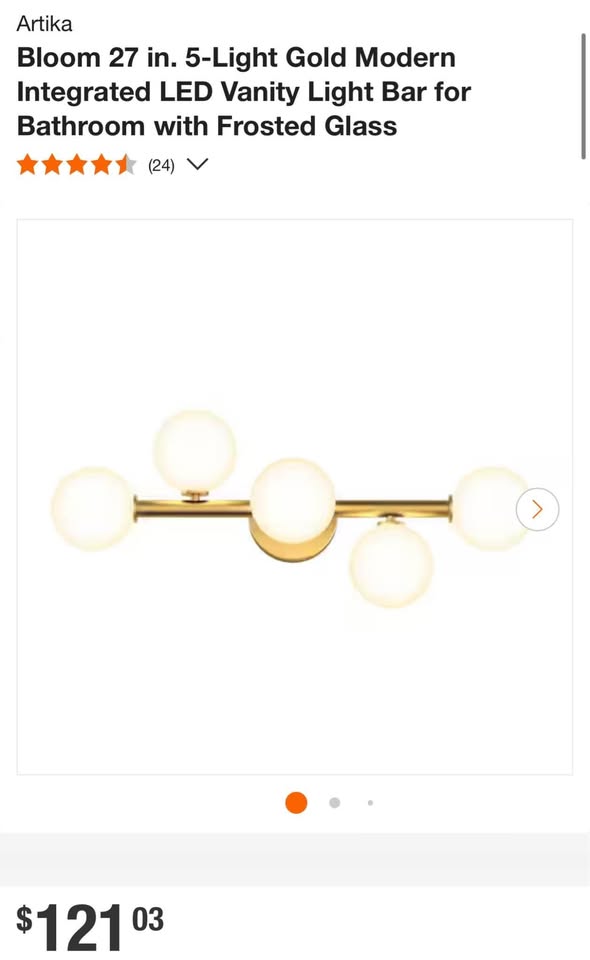 Artika Bloom 27 in. 5-Light Gold Modern Integrated LED Vanity Light Bar for Bathroom with Frosted Glass