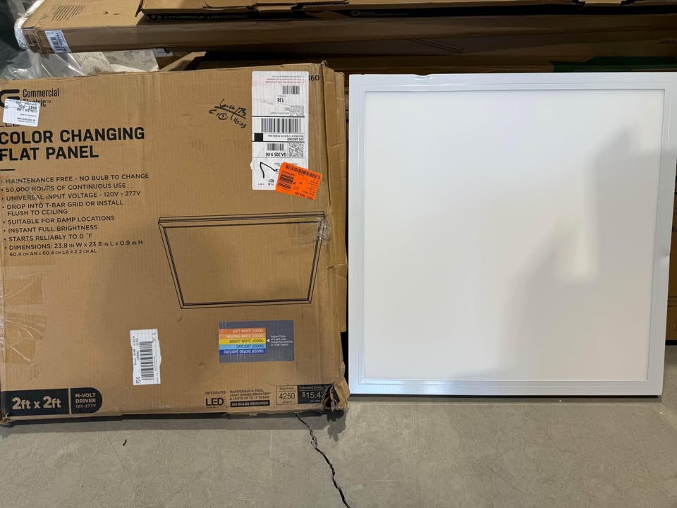Commercial Electric 2 ft. x 2 ft. 4250 Lumens Integrated LED Flat Panel Light with Color Change 5CCT Non-Dimmable White Ceiling Flush Mount