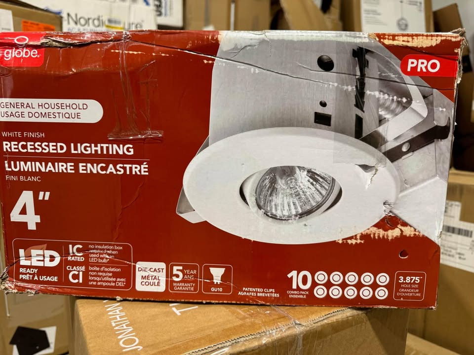 Globe Electric 4 in. White Dimmable Recessed New Construction and Remodel Lighting Kit (10-Pack)