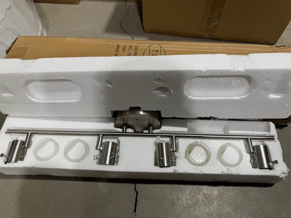 Bel Air Lighting 29 in. 4-Light Brushed Nickel Track Light Fixture with Frosted Glass Shades