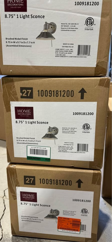Home Decorators Collection Feldner One Light Wired Sconce Brushed Nickel Finish