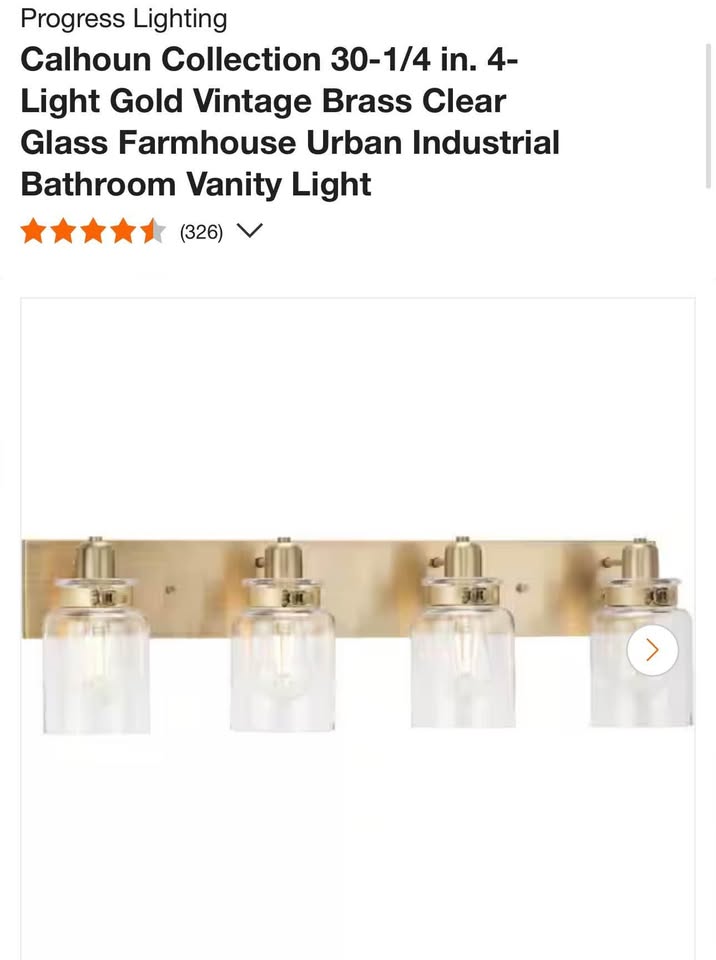 Progress Lighting Calhoun Collection 30-1/4 in. 4-Light Gold Vintage Brass Clear Glass Farmhouse Urban Industrial Bathroom Vanity Light