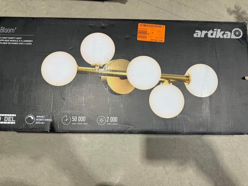 Artika Bloom 27 in. 5-Light Gold Modern Integrated LED Vanity Light Bar for Bathroom with Frosted Glass