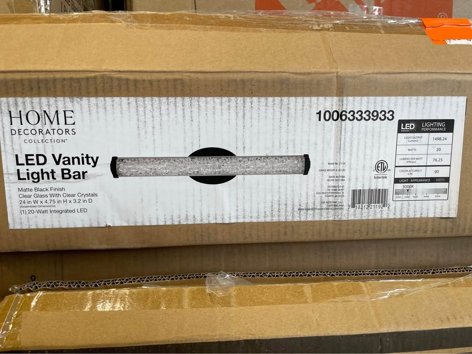Home Decorators Sibley 24 in. Matte Black 1-Light LED Bathroom Vanity Light Bar