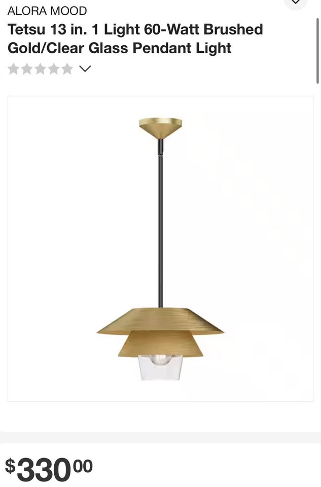 ALORA MOOD Tetsu 13 in. 1 Light 60-Watt Brushed Gold/Clear Glass Pendant Light