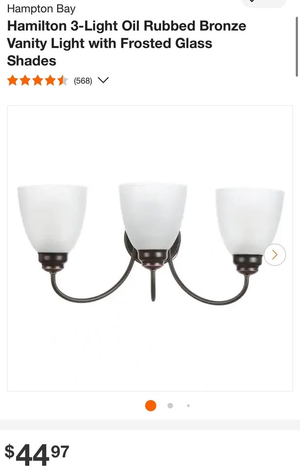 Hampton Bay 3-Light Oil Rubbed Bronze Vanity Light with Frosted Glass Shades