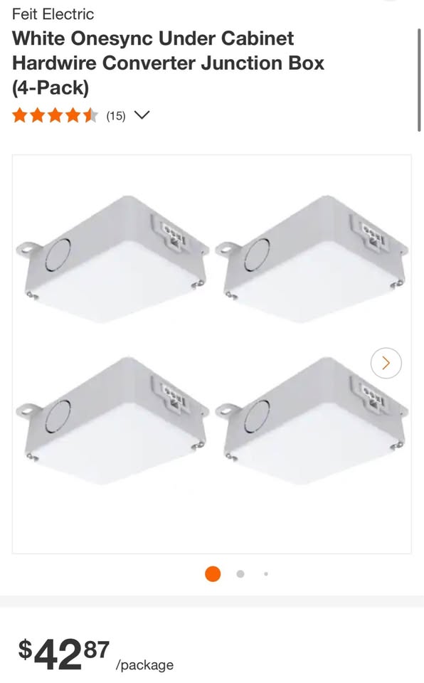 Feit Electric White Onesync Under Cabinet Hardwire Converter Junction Box (4-Pack)
