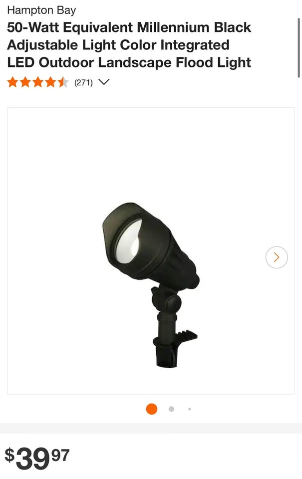 Hampton Bay 50-Watt Equivalent Millennium Black Adjustable Light Color Integrated LED Outdoor Landscape Flood Light