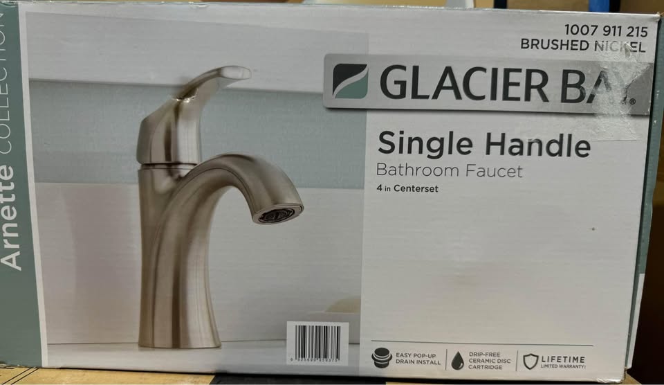 Glacier Bay Arnette Single Handle Single Hole Bathroom Faucet in Brushed Nickel