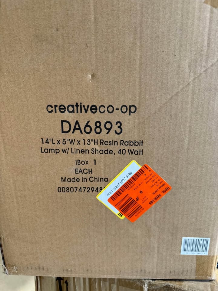 Storied Home 13 in. Off White Resin Rabbit Lamp with Linen Shade