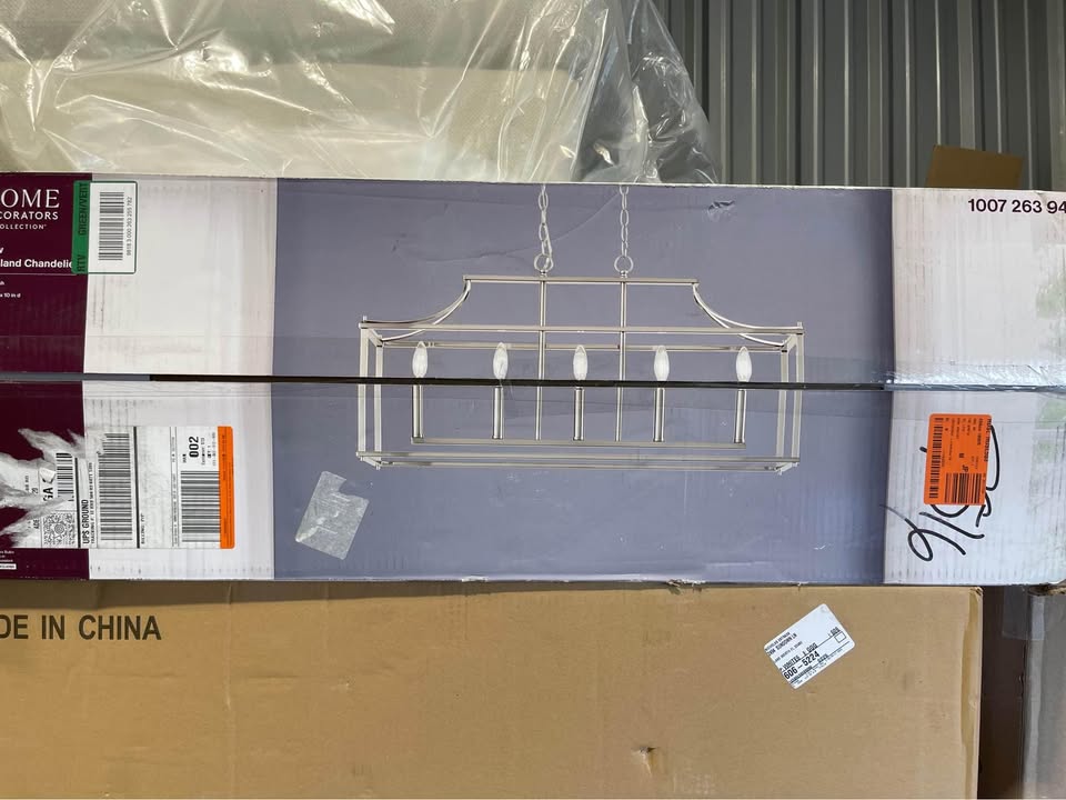 Home Decorators Crestview 34 in. 5-Light Brushed Nickel Transitional Linear Chandelier