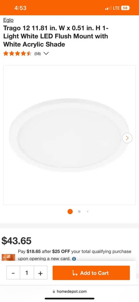 Eglo Trago 12 11.81 in. W x 0.51 in. H 1-Light White LED Flush Mount with White Acrylic Shade