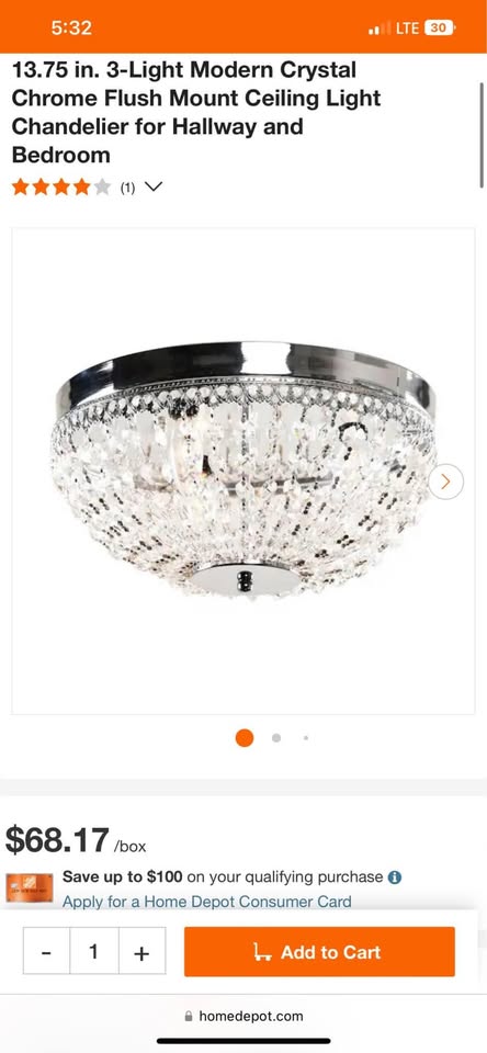 Parrot Uncle 13.75 in. 3-Light Modern Crystal Chrome Flush Mount Ceiling Light Chandelier for Hallway and Bedroom