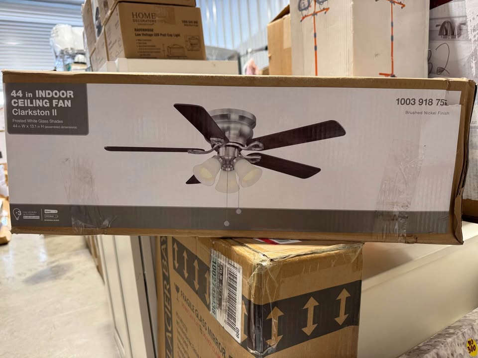 Clarkston II 44 in. LED Indoor Brushed Nickel Ceiling Fan with Light Kit