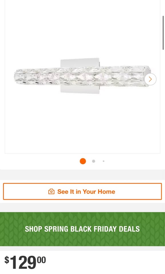 Home Decorators Keighley 24 in. Integrated LED Chrome Bathroom Vanity Light Fixture with Crystal Shade