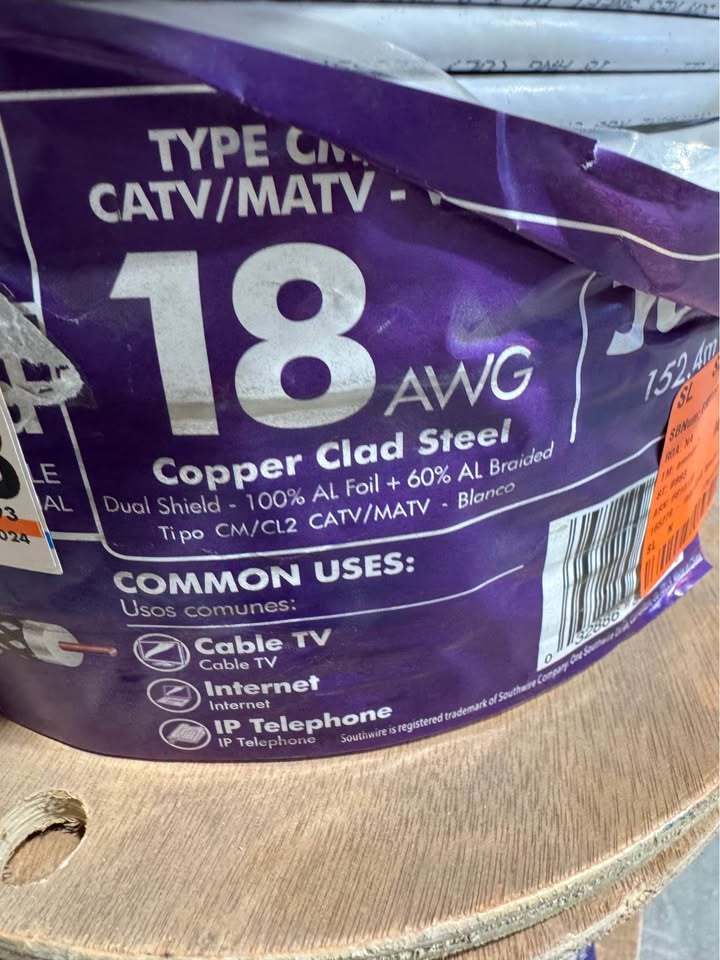Southwire 500 ft. 18 RG6 Dual Shield CU CATV CM/CL2 Coaxial Cable in White