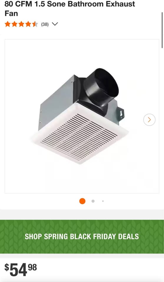 Commercial Electric 80 CFM 1.5 Sone Bathroom Exhaust Fan
