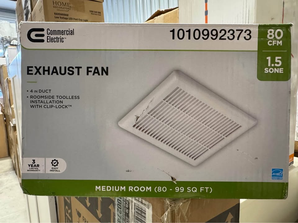 Commercial Electric 80 CFM 1.5 Sone Bathroom Exhaust Fan